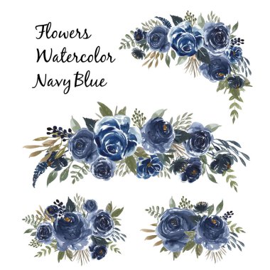 ✓ navy blue rose wedding invitation ...